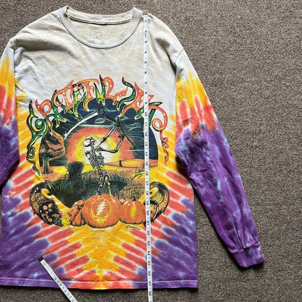 Grateful Dead Fall Tour 1994 Tie Dye Pumpkin Long Sleeve Shirt Sundog Tag Size M_7